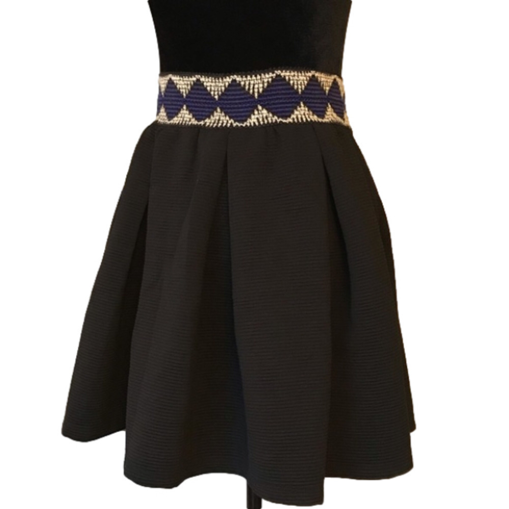 ALYA Anthropologie pleated full skirt black mini size medium.